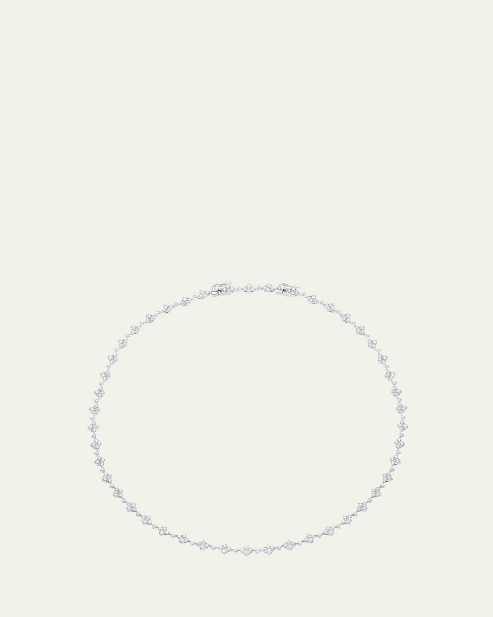 18K White Gold Dujour Diamond Four-Cluster Tennis Choker Necklace